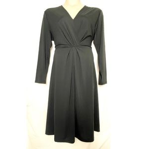 Who What Wear Black Surplice Long Sleeve Midi Dress
